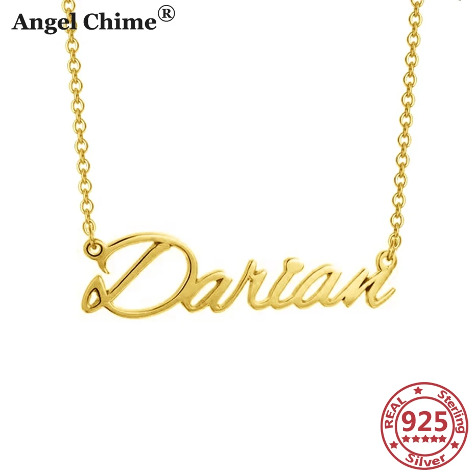 

Angel Chime DIY Name Necklace Pendant 925 Sterling Silver Personalized Letter Necklace Silver 925 Name Jewelry Mom Gift Necklace