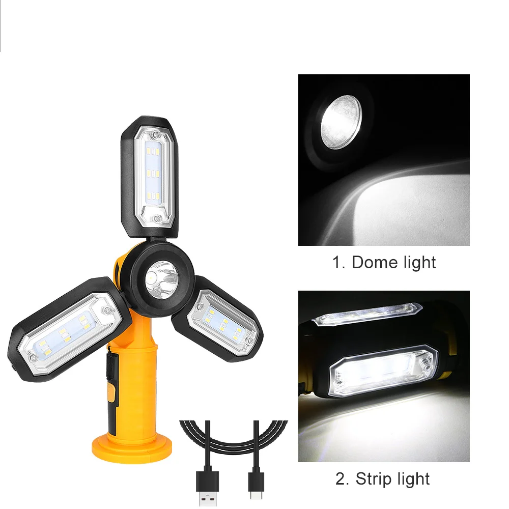 Складной фонарик аварийный USB перезаряжаемый портативный фонарь рабочий свет