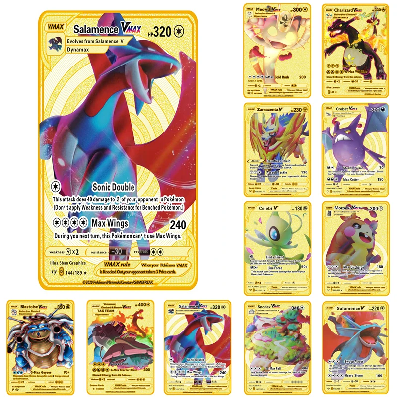 

2021 Nieuwe Pokemon Kaarten Metalen V Kaart Pikachu Charizard Gold Vmax Children's Game Toy Collection Card Gift