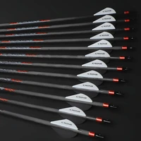 12pcs pure carbon arrow id 6 2 spine 250 300 340 400 500 600 700 800 carbon arrow for recurve compound bow hunting shooting