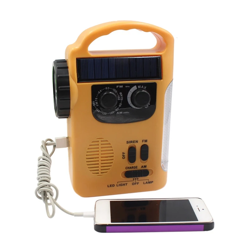 Солнечный радиоприемник AM/FM 1000 мАч ручной аварийный с 13 светодиодными фонариками