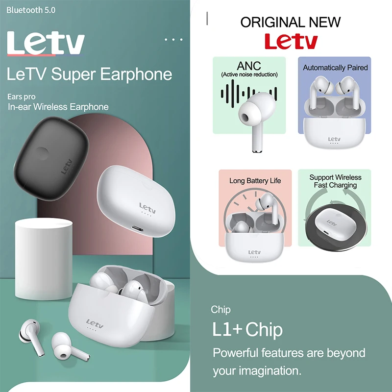 

Letv Ears pro ANC Active Noise Cancellation Earphone Wireless Charging Headphone Bluetooth 5.0 TWS Touch Control Headset Mic