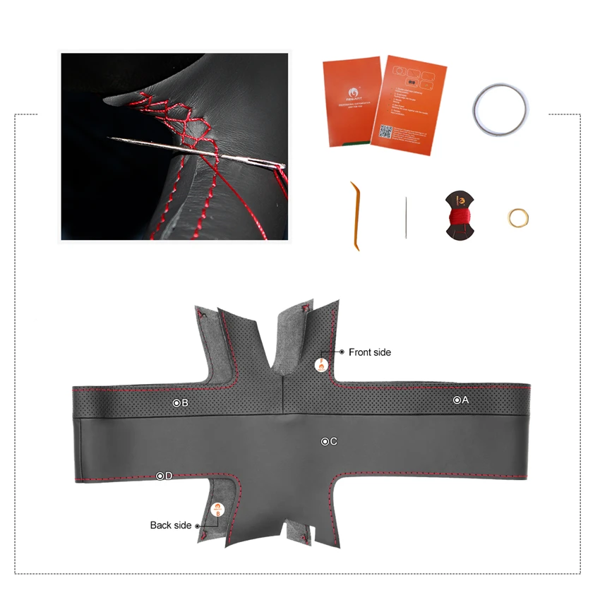 

MEWANT Black Artificial Leather Steering Wheel Cover for Mini Hatchback/Mini R56/R57 Countryman Coupe Paceman Roadster (2-Spoke)