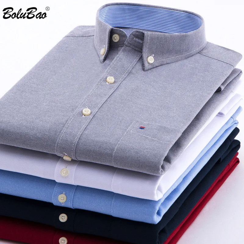 Мужская Повседневная рубашка BOLUBAO Однотонная с длинным рукавом уличная Удобная