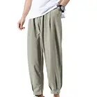 Мужские спортивные штаны до щиколотки, однотонные тренировочные штаны большого размера с эластичной резинкой на талии, Осенние