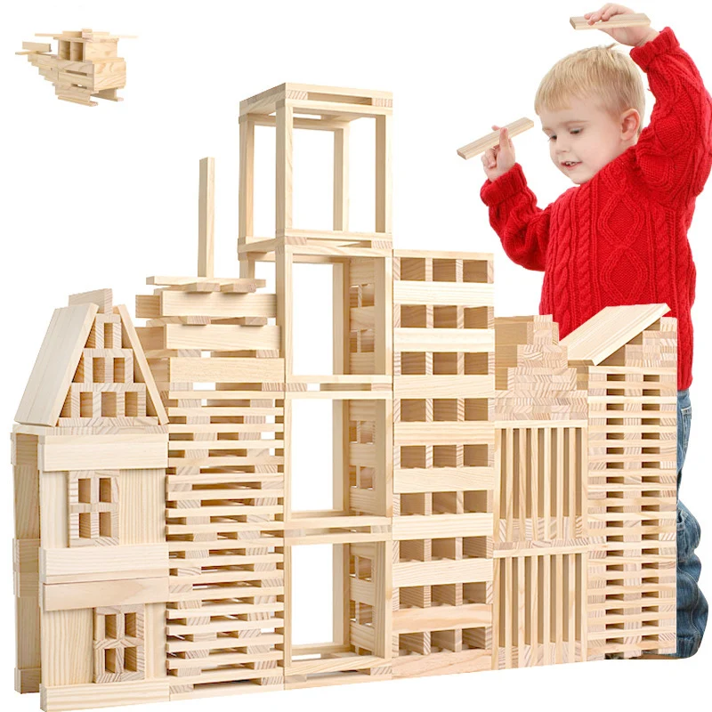 

100Pcs Montessori Baby Toys Children Jenga Wooden Kids Toddlers Building Blocks Learning Educational Preschool Training Gifts