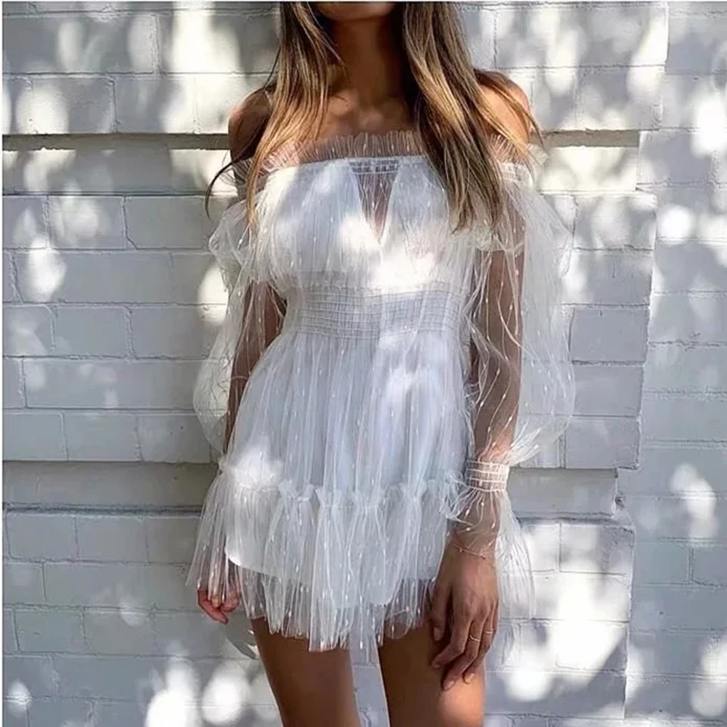 Женское Сетчатое кружевное платье на бретельках элегантное привлекательное