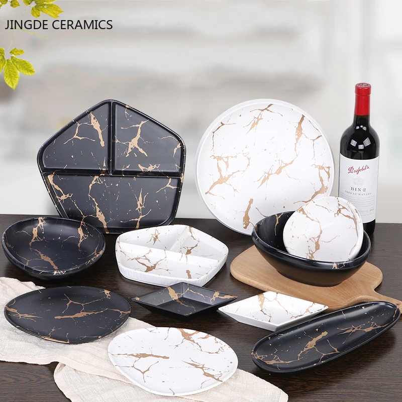 Поднос для хранения золотистого мрамора в западном стиле креативный лоток