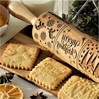 nativity engraved rolling pin non stick wooden embossed dough roller christmas rolling pins for cookies pies clay kitchen tool