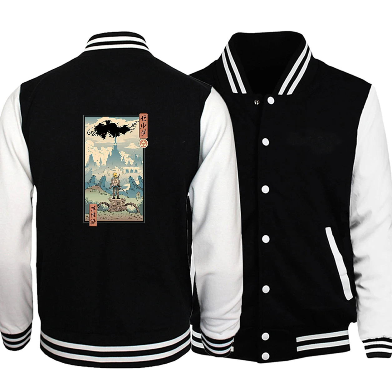 

Japanese Ukiyoe Style Cartoon Print Men Coats Warm Loose Baseball Coat Thick Comfortable Streetwear Oversize Vintage Male Jacket