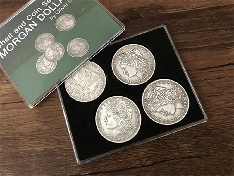 Morgan Dollar Shell and Coin Set (5 Coins + 1 Head ) Magic Tricks Close Up Illusions Gimmick Prop Magia | Игрушки и хобби