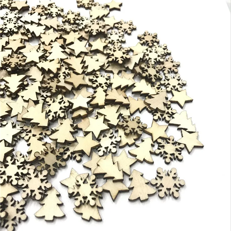 

500PCS Mix Wood Star DIY Christmas Scrapbooking Party DIY Decorations Chipboard Fashion Wooden Home Decor 15MM Embellishments