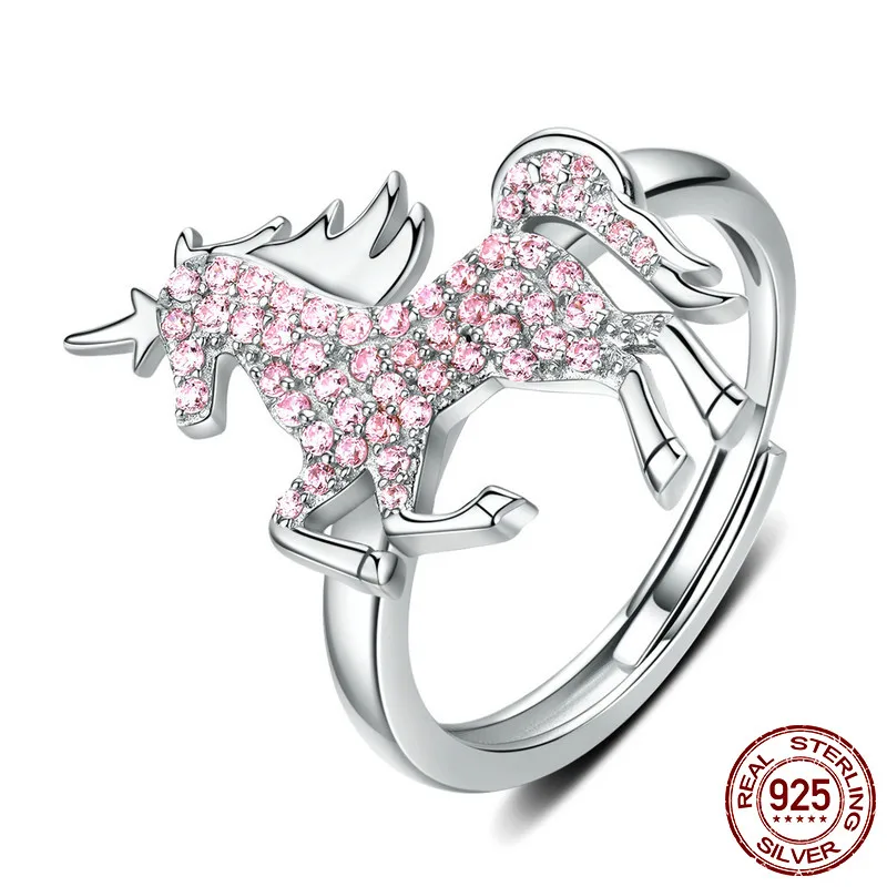 Женские кольца MYBEBOA Licorne Moon Horse свободного размера из стерлингового серебра 925