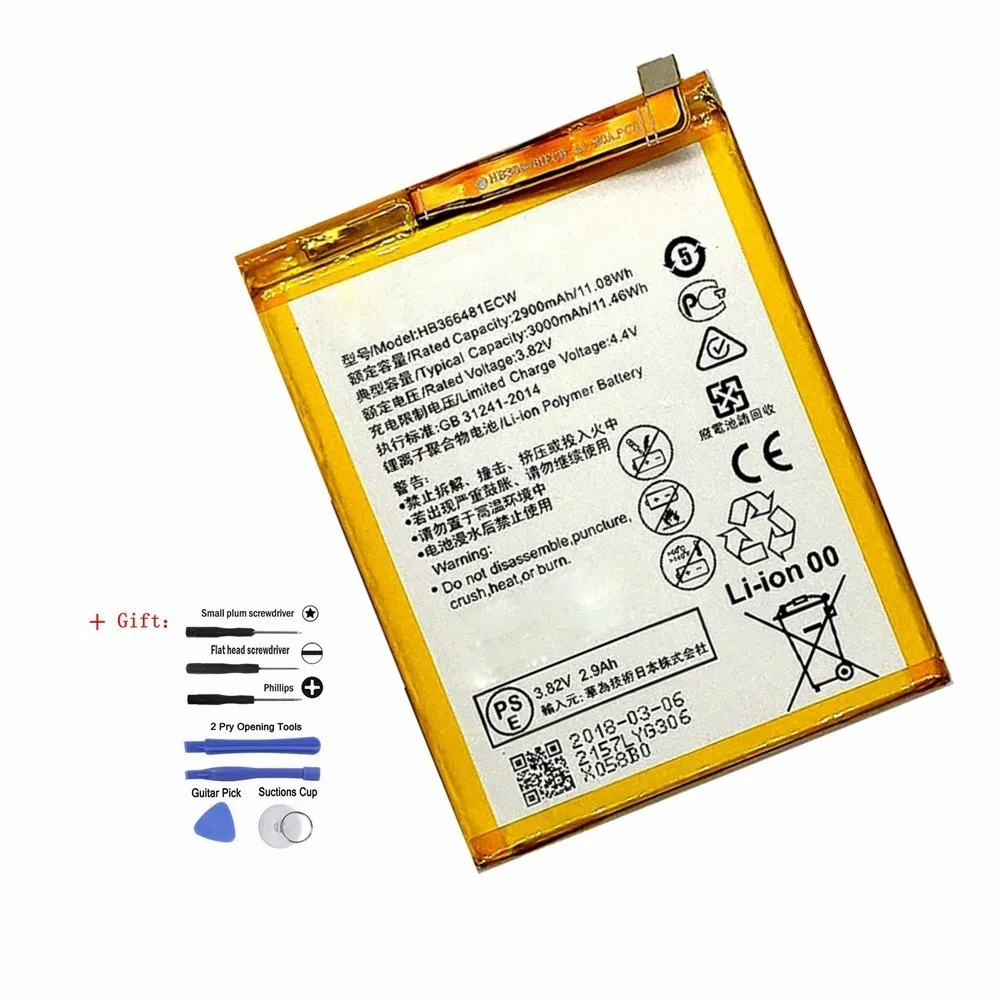 Аккумулятор HB366481ECW для Huawei P9 Ascend Lite G9 honor 8/5C/8 lite G9/P10 Сменный аккумулятор