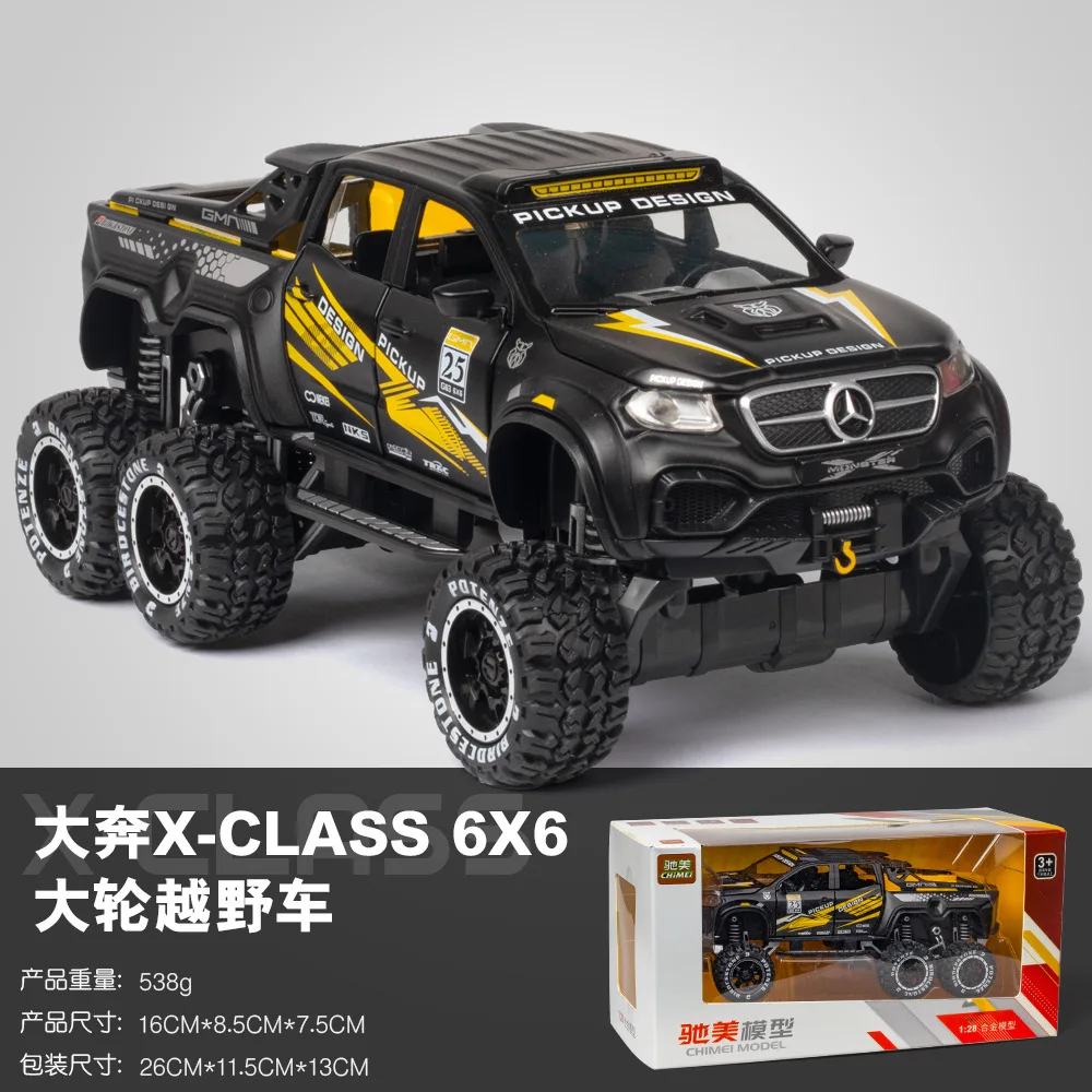 

Bisney High-Simulation of 1:28 Benzs X-class Exy 6x6 Alloy Off Road Vehicle Model Car Products Gifts Children's Toys Favorites
