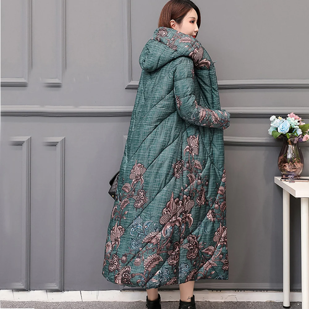 Женская зимняя однотонная женская парка-пуховик длинная парка средней длины с