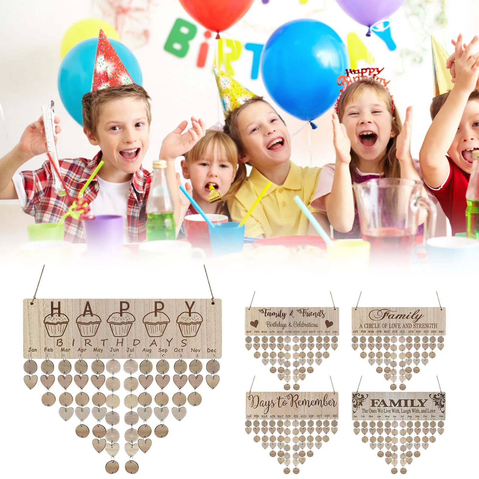 

Деревянная доска с напоминанием о день рождения, календарь вечерние, домашнее настенное украшение, подвесное украшение, Новогоднее украшен...