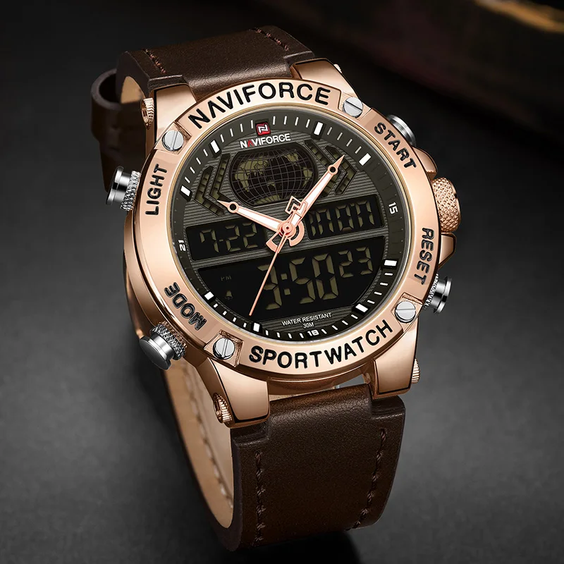 Часы наручные Naviforce мужские Роскошные с двойным дисплеем 2019|Кварцевые часы| |