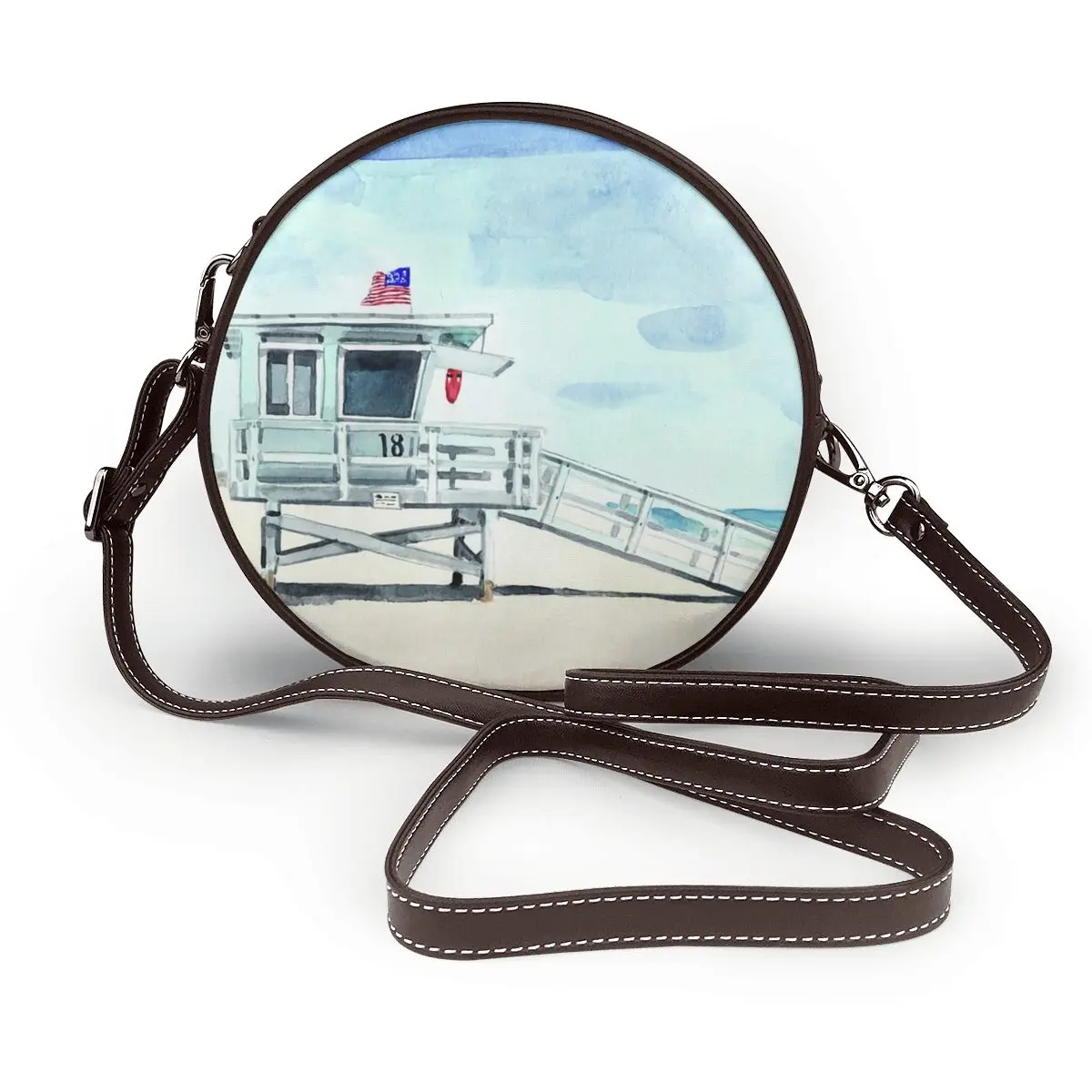 

Lifeguard Shoulder Bag Gifts Stylish Round Bag Leather Shopping Student Purse