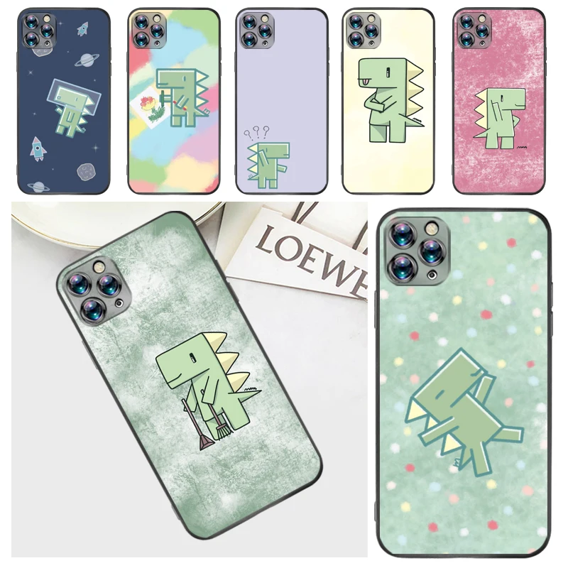 

Cute Flowers Funny Couples Dinosaur Color Painting Phone Case For iPhone 7 8 Plus 6 6S Funda Back Cover Cases