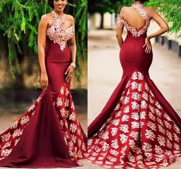 

African Off Shoulder Lace Applique Mermaid Prom Dresses Evening Dress Women Formal Gowns Aso Ebi Plus Size Vestido