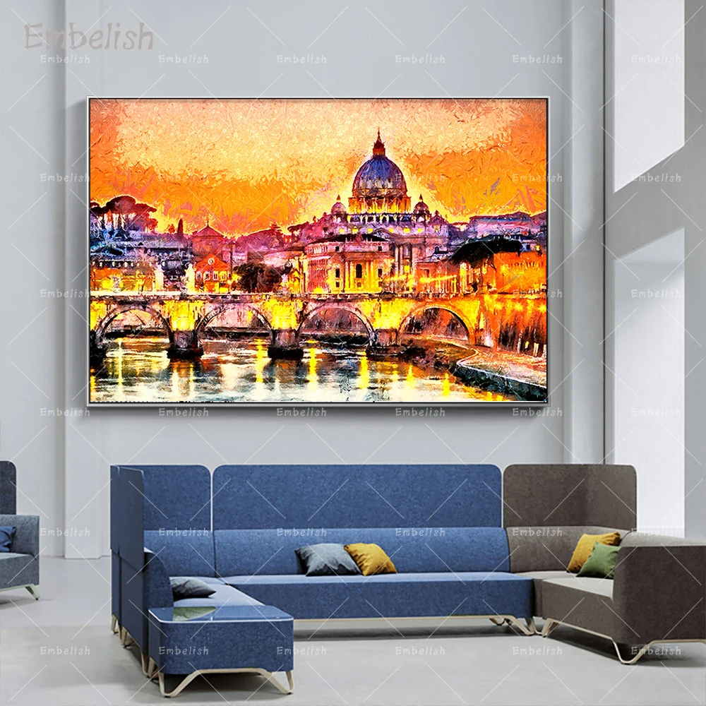 

1 Pieces Hot Famous Building Basilica in Rome Wall Art Pictures For Living Room Modern Home Decor Posters HD Canvas Oil Painting
