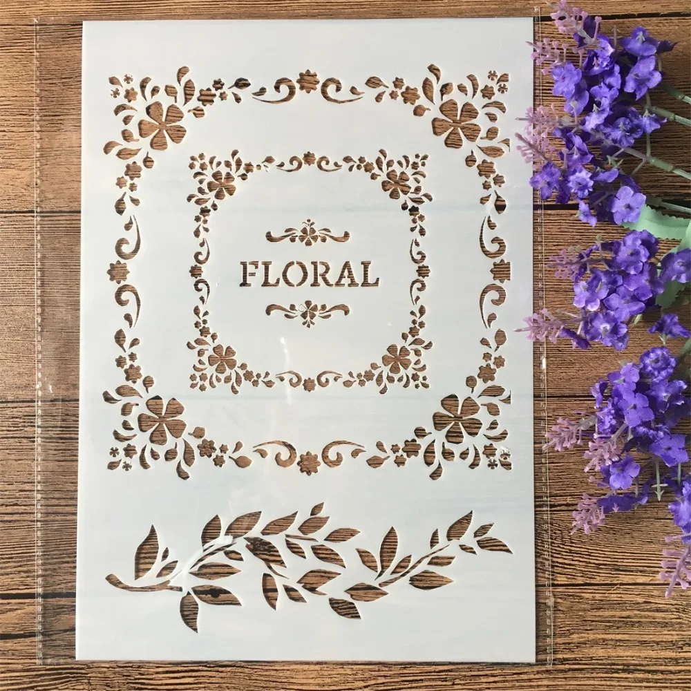 2Pcs/Lot A4 Pineapple Floral Square DIY Craft Layering Stencils Painting Scrapbooking Stamping Embossing Album Paper Template | Дом и сад