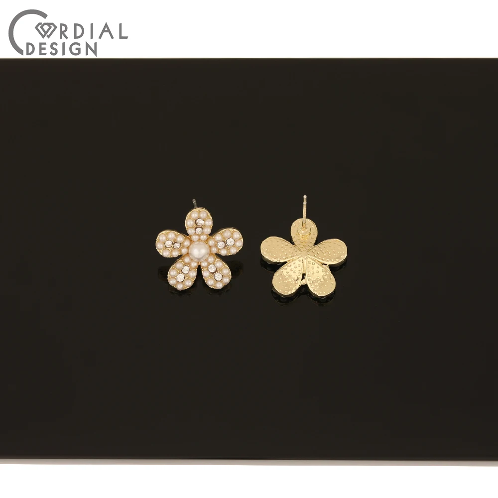 

Cordial Design 50Pcs 16*16MM Jewelry Accessories/DIY/Earring Stud/Imitation Pearl/Flower Shape/Jewelry Findings & Components
