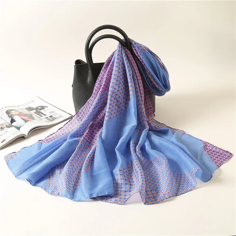 

Новинка, уличный солнцезащитный Шелковый шарф из хлопка и льна, тонкий, с принтом