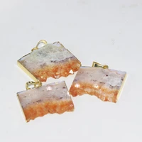 fashion jewelry raw natural slice yellow crystal quart square pendant femme 2020 gold druzy stone point pendant women as gifts