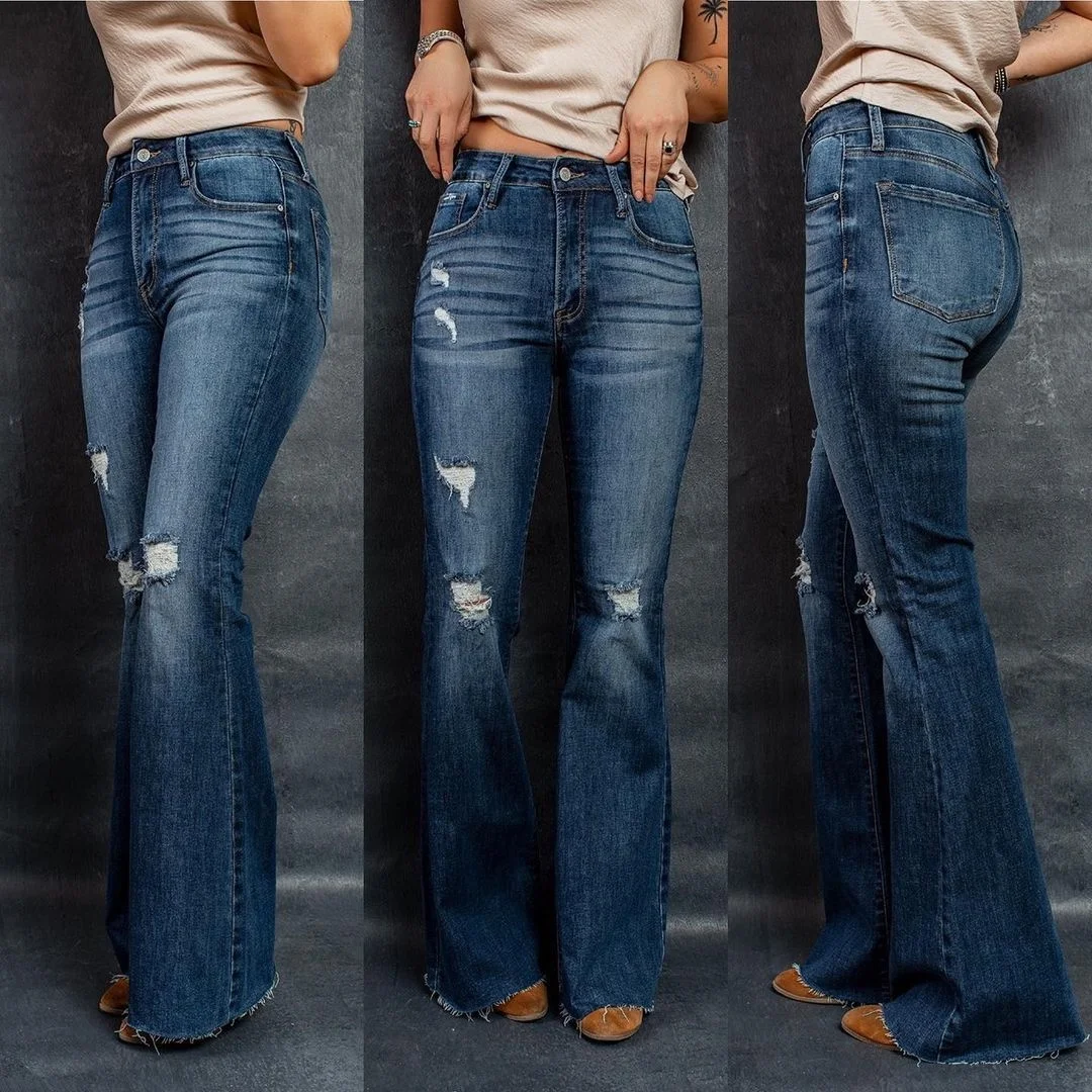 

Women's Fashion Flare Jeans Female Stretch Denim Pants