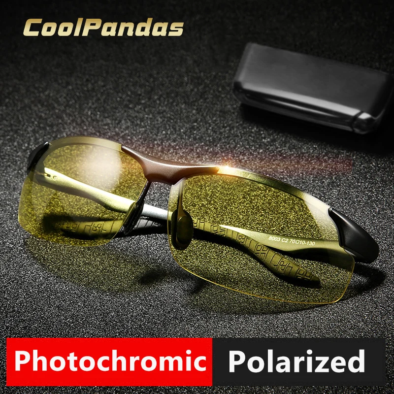 CoolPandas брендовые фотохромные солнцезащитные очки HD поляризованные мужские и женские очки ночного видения для вождения сменные цветные линзы UV400