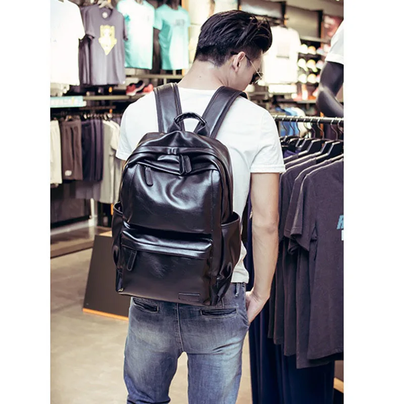 

2021 Waterproof 15.6 Inch Laptop Backpack Men Leather Backpacks for Teenager Travel Casual Daypacks Mochila Male