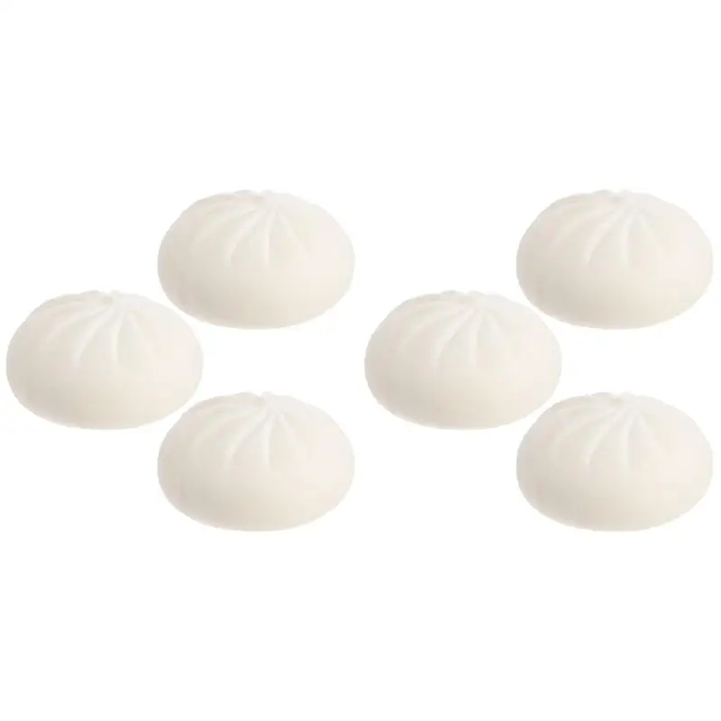 

6 Pcs Simulation Steamed Bun Squeeze Toy Stress Relief Plaything Tricky Toy