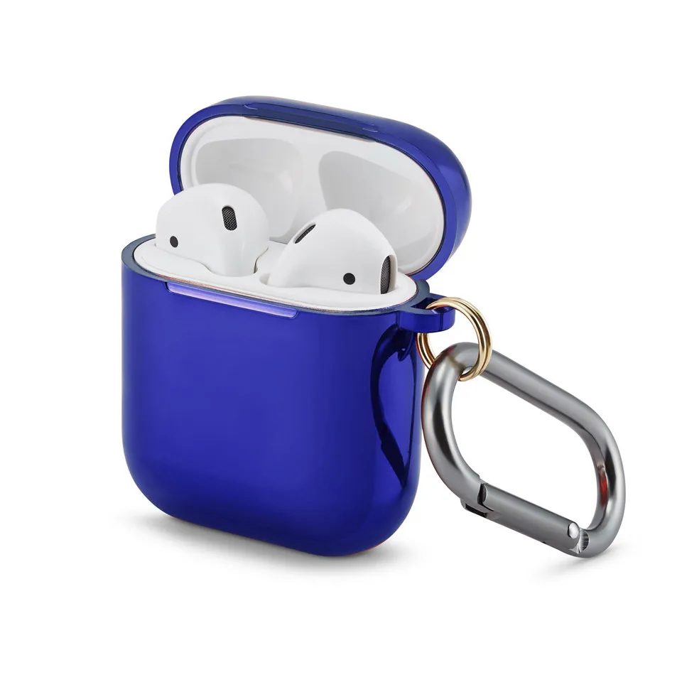 Гальванический защитный чехол для Airpods Жесткий Корпус для наушников оболочка для Apple Airpods 1 2 гальванический защитный чехол - Цвет: Синий
