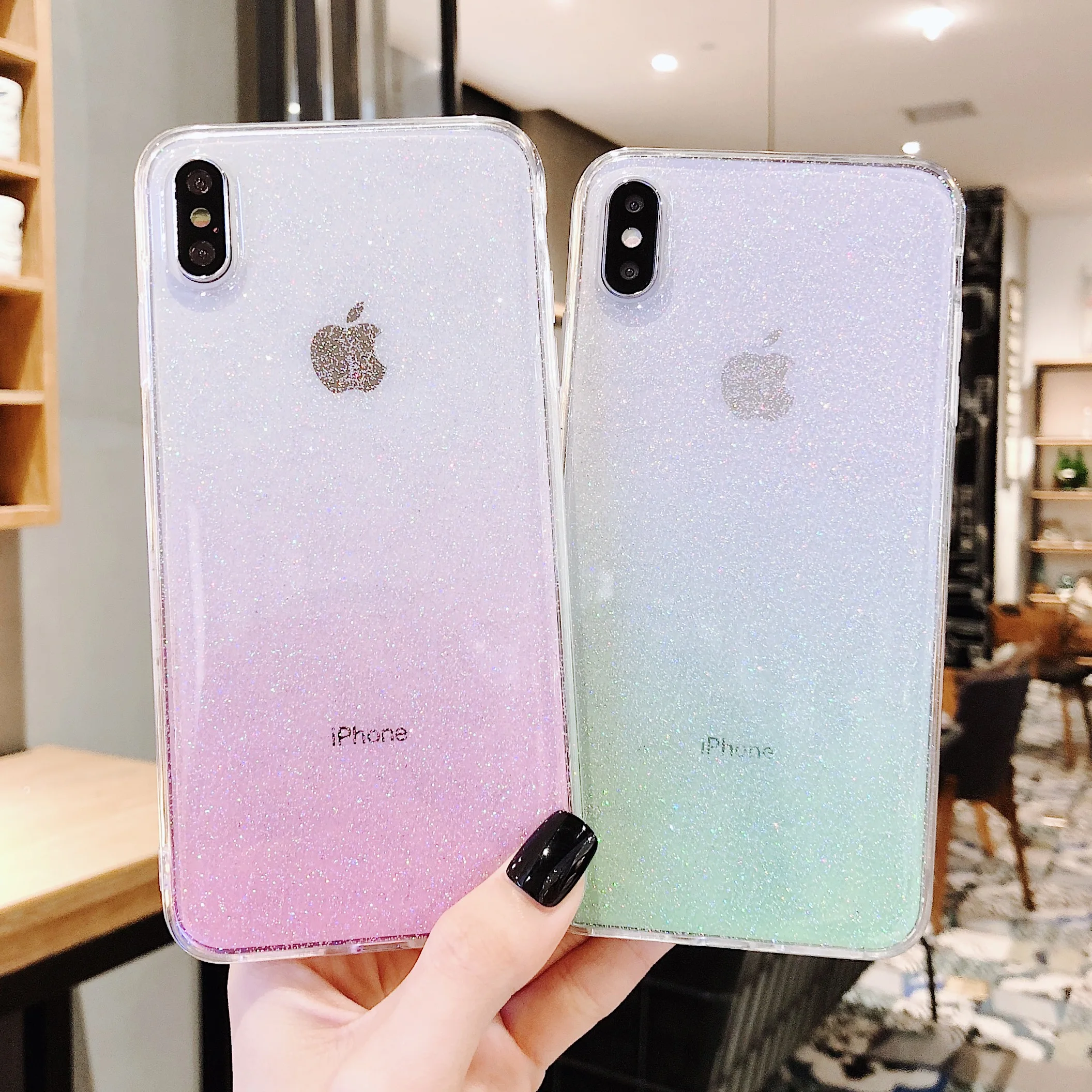 Fashion Gradient Shining Glitter Phone Case For iPhone 11 Pro Max 2019 XR XS MAX X 8 7 Plus 6 6s Clear Back Cover Capa |
