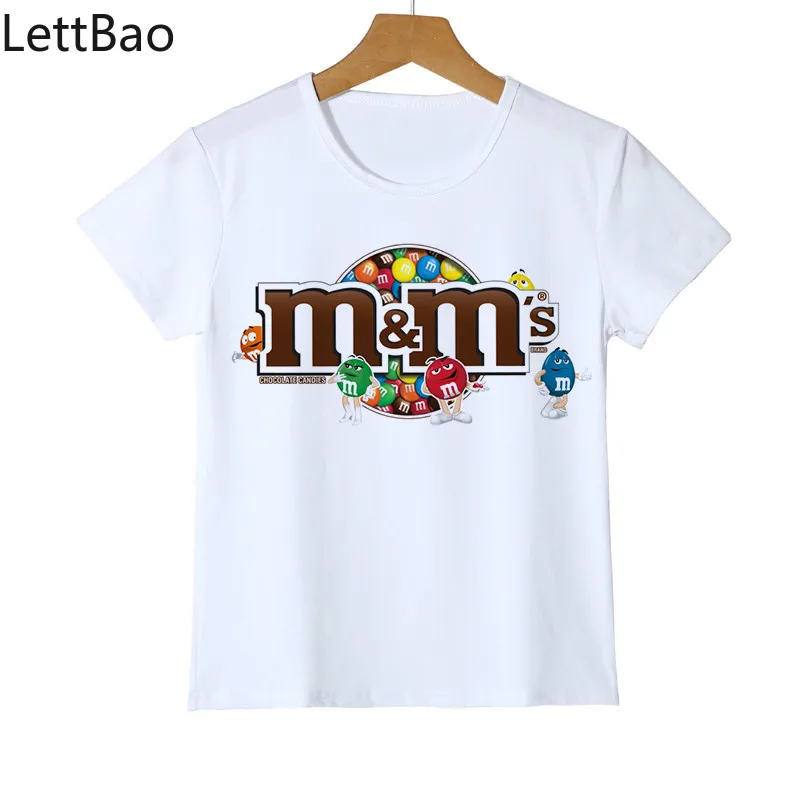 

2020 Funny Kid T-shirt 3D Boy/Girl Chocolate Beans MM Print Fashion Streetwear T Shirt Short Sleeve Baby Shirts