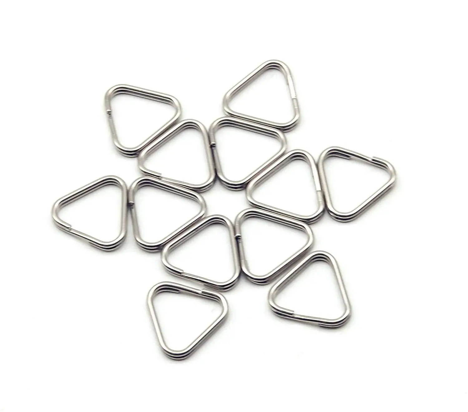 12 Pcs Rings Stainless Steel Durable Triangle Keychain Ring 
