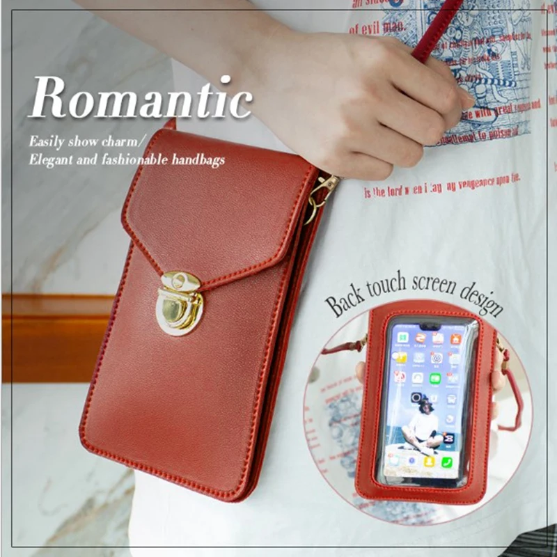 

Women's Mobile Phone Bag - Pressable PU Leather Change Bag Mini Messenger Purse