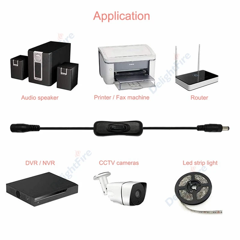 

100pcs LED Strip Light Switch DC12V Female Male Power Cable 5V24V 5.5x2.1mm DC Connector ON/OFF Switch Cable For LED Strip Light