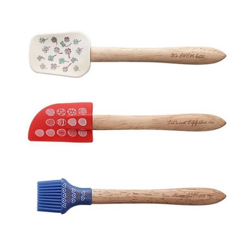 

3Pcs Silicone Cream Butter Cake Spatula Mixing Batter Scraper Brush Butter Mixer Cake Brushes Kitchen Baking