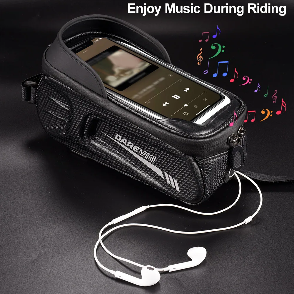 darevie new bicycle bag 2022 summer touch screen waterproof 6 5 inches phone reflective frame front top tube bike accessories free global shipping
