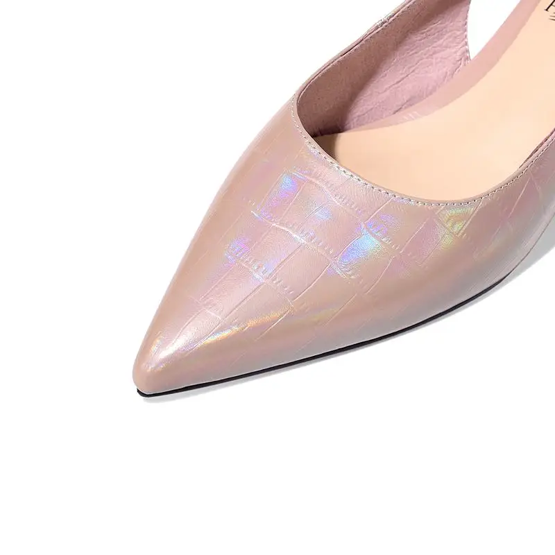 

ALLBITEFO Size 34-41 Rhinestone Design Pointed Toe Real Genuine Leather Women Heels Sandals Summer Fashion Girls Shoes Sandals