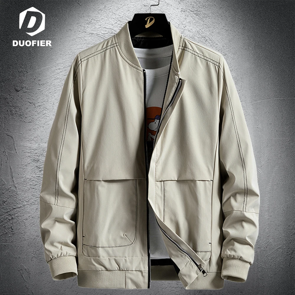 

Spring Fashion Jacket Men Windbreaker Solid Loose New Casual Baseball Jacket Streetwear Thin Zipper Coats Autumn Sport Outerwear
