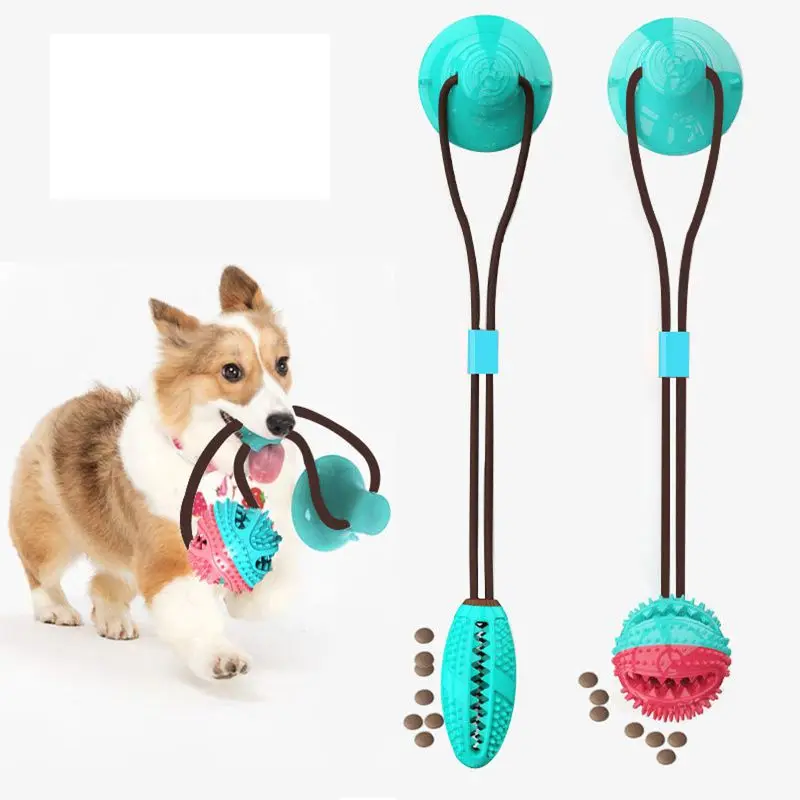 

New Dog Rope Ball Pull Toy with Suction Cup Chew Tug Toys Sucker Ball Can Leakage food Dog Toothbrush Teether