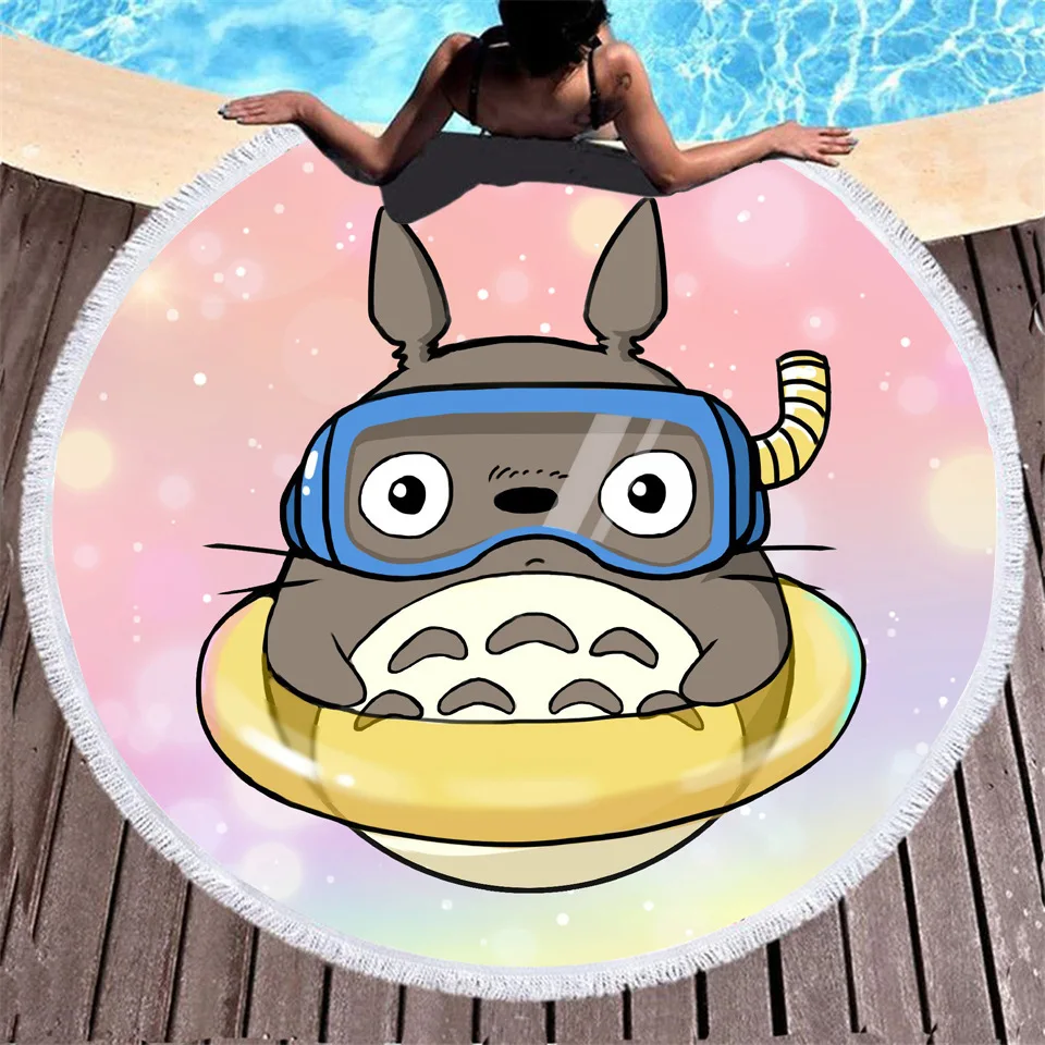 Милое банное полотенце с рисунком Тоторо 3d японское анимационное круглое