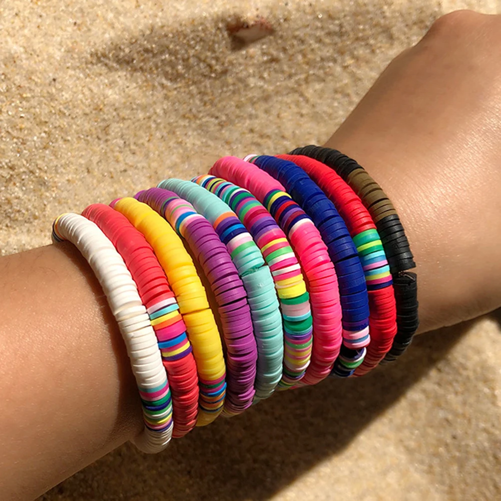 Женские Браслеты Boho 5/7 шт браслет модный с веревкой на запястье глиняные бусины