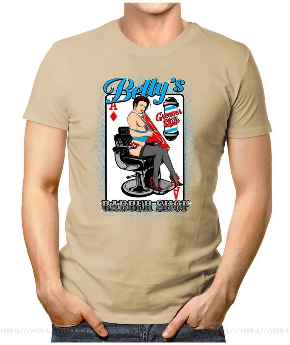 PRILANO Herren Веселая Футболка цирюльник Bettys парикмахерской небольшой Bis 5XL Бесплатная