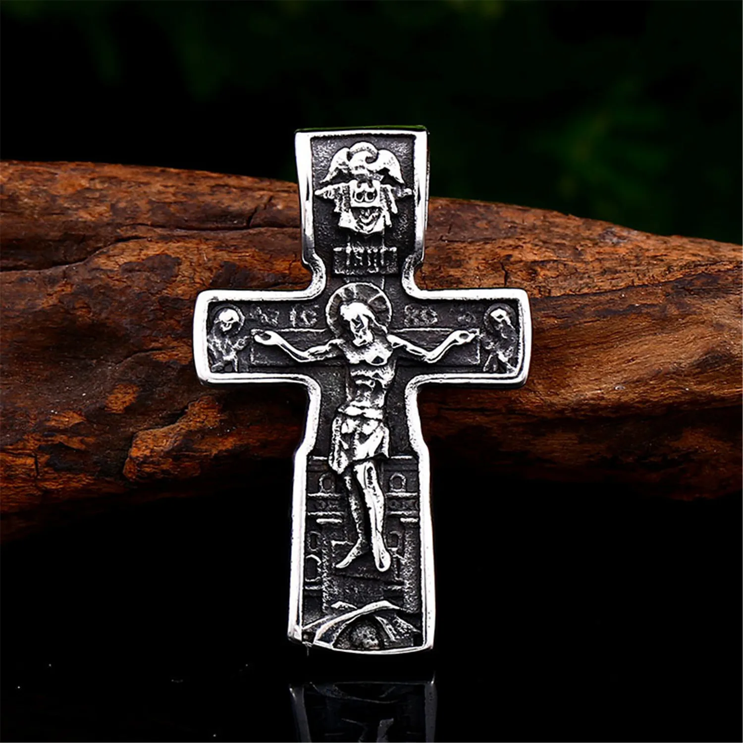 

Mens Stainless Steel Jesus Christ Crucifix Cross Pendant Necklace