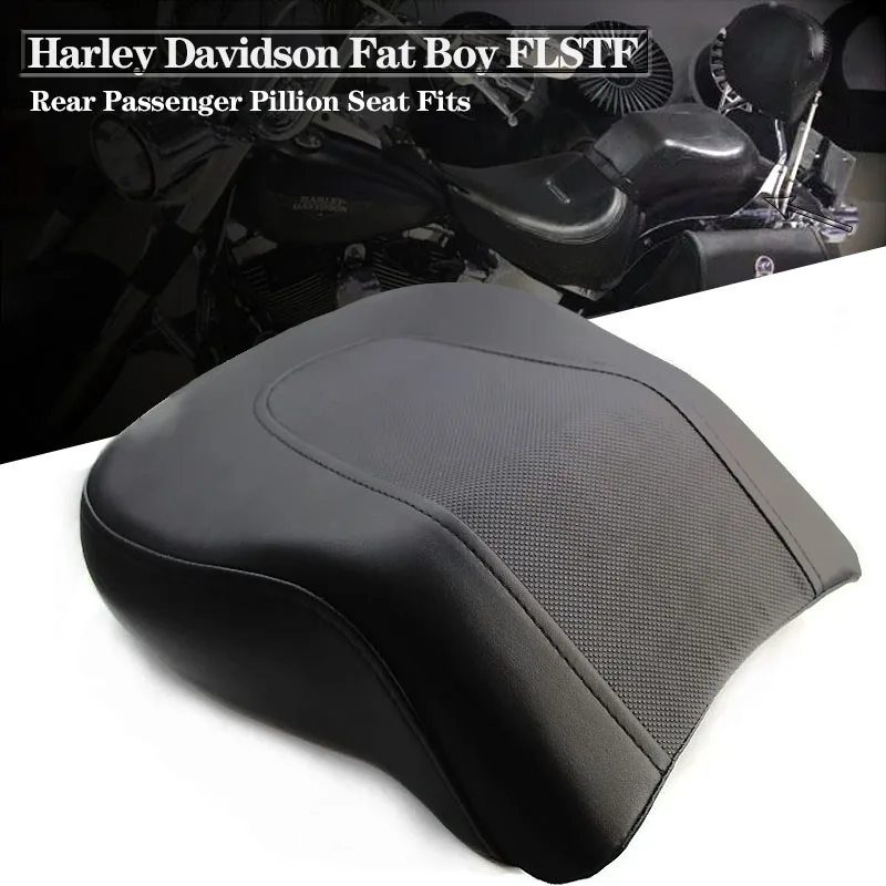 Asiento trasero de pasajero de motocicleta, asiento de pasajero suave, apto para Harley Davidsion Fat Boy FLSTF 2008-2014Springer, huesos cruzados personalizados
